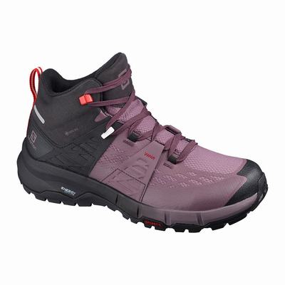 Salomon ODYSSEY MID GTX W - Naisten Vaelluskengät - Mustat/Punainen